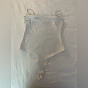 Emory Park Ribbed White Tank Bodysuit